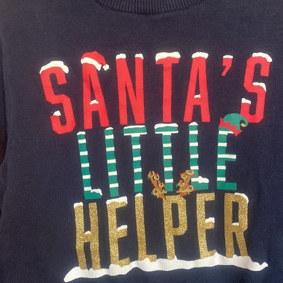 H&M 5t/6 Christmas sweater. Santa’s Little Helper with reindeer antlers. - Picture 3 of 7